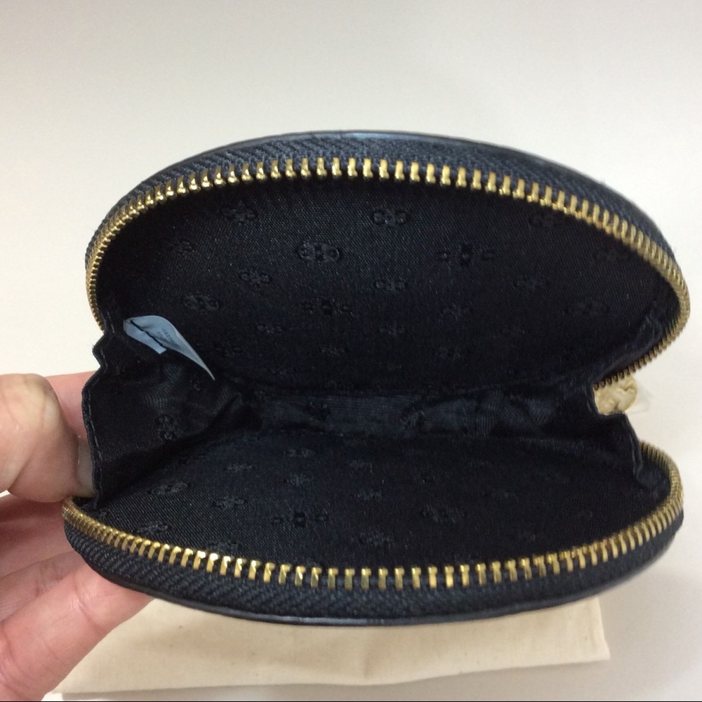 ✨Authentic Tory Burch Britten Coin Purse Key Fob Rare Black Leather - Picture 6 of 11